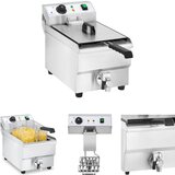 Royal Catering professional 10L catering fryer with tap - 3000W stainless steel kitchen appliance, (21740369) u