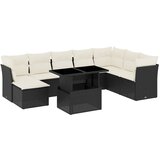 Maison Chic Seti vrtnega pohištva - Vrtna garnitura - Vrtni pohištvo set 9-delna z blazinami črn poli ratan, (21805905) | Shoptok.si