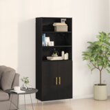 vidaXL Visoki ormar Crni hrast 69.5x34x180 cm Inženjersko drvo | shoptok.hr