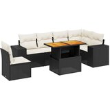 Maison Chic Seti vrtnega pohištva - Vrtna garnitura - Vrtni pohištvo set 7-delna z blazinami črn poli ratan, (21802133) | Shoptok.si