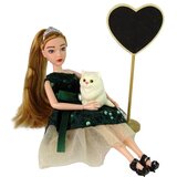  Lutka za igru Emily sa bijelom mačkom i crnom haljinom - crna | Shoptok.si