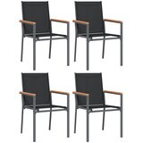  Vrtne stolice 4 kom crne 55 x 61,5 x 90 cm tekstilen i čelik | shoptok.hr
