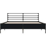  Posteljni okvir črn 150x200 cm inženirski les in kovina, (21166119) | Shoptok.si