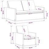  Set sofe 2 pcs Svjetlosiva Kordura tekstil - Svjetlosiva 1-Sjedalo + 2-Sjedalo (120 cm) | shoptok.hr