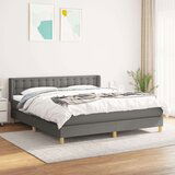  Box spring postelja z vzmetnico temno siva 180x200 cm blago, (20899481) Cene