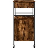 vidaXL Kuhinjski voziček dimljen hrast 56x43x89,5 cm inženirski les | Shoptok.si