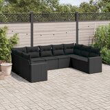 vidaXL 9-dijelni set vrtnih sofa s jastucima crni od poliratana | shoptok.hr