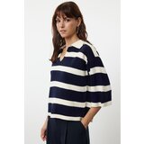 Trendyol Cream Basic Striped Knit Sweater