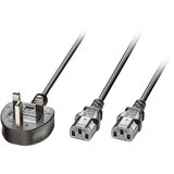 Lindy tok Y-kabel [1x VB vtič - 2x ženski konektor IEC C13\, 10 A] 2.50 m črna, (20414671) | Shoptok.si