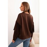 Kesi Włoski Women's butter-colored sweatshirt with decorative sleeves brown | ePonuda.com