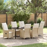 vidaXL Set od 7 komada vrtne blagovaonske garniture s jastučićima bež poli ratan | shoptok.hr