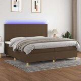  Box spring postelja z vzmetnico LED temno rjava 200x200cm blago, (20896751) Cene