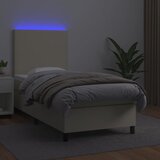  Krevet box spring s madracem LED krem 100x200cm od umjetne kože | shoptok.hr