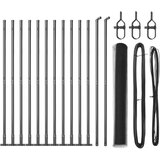 vidaXL Šesterokotna ograja Siva 0.8x25 m Jeklo, Stebri za ograjo s podnožjem 13 kos Ø32mm 90cm Galvanizirano jeklo Cene