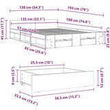  Posteljni okvir s predali siva sonoma 135x190cm inženirski les | Shoptok.si