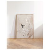 Wallxpert uramljena slika 115239, kolibri među belim poljskim cvetovima u bež tonovima, 30 x 40 cm, ram u boji prirodnog drveta | Eponuda.com