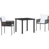 vidaXL 3-delni vrtni jedilni set z blazinami Rjav Poli Ratan | Shoptok.si
