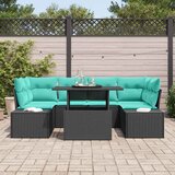 Set sofe 7 kom. 6-Broj sjedala Crna i Plava poliratan | shoptok.hr