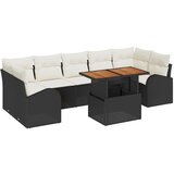 vidaXL 8-delni vrtni sofaset z blazinami črn poli ratan, 2-sedna vrtna sofa z shrambo in blazinami črn poli ratan | Shoptok.si