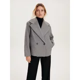 Reserved oversize kratka jakna - svetlo siva