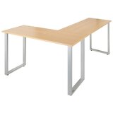 MID.YOU Kotna Pisalna Miza Workspace Basic I, Srebrna, Barva Hrasta | Shoptok.si