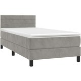 Box spring postelja z vzmetnico svetlo siva 100x200 cm žamet, (20726072) | Shoptok.si