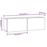  Stenska TV omarica dimljeni hrast 100x30x30 cm konstruiran les, (20732341) | Shoptok.si