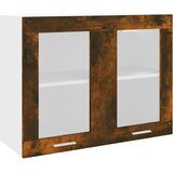 Viseći stakleni ormarić "Lyon" dimljeni hrast 80x31x60 cm inženjerski drvo | Eponuda.ba