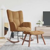 vidaXL gugalni stol s stolčkom rjav žamet | Shoptok.si