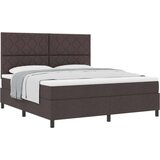 vidaXL Box Spring postelja z vzmetnico temno rjava Super King Tkanina, (22081200) | Shoptok.si
