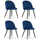 Brandless Stol BELLO - mornarsko modri žamet / črne noge x 4, (22044107) | Shoptok.si