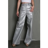 Madmext Silver Leather Basic Women's Trousers Cene