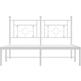 vidaXL Kovinski posteljni okvir z vzglavjem bel 140x190 cm | Shoptok.si