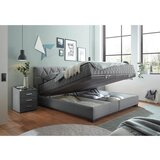 MID.YOU POSTELJA Z VZMETNICO 180 cm x 200 cm , tekstil, leseni material antracit | Shoptok.si