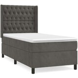 Box spring postelja z vzmetnico temno siva 80x200 cm žamet, (20790585) | Shoptok.si