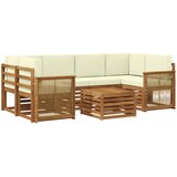  Set vanjskih sofa 7 kom. Prirodna i krem Čvrsto drvo akacije | shoptok.hr