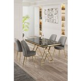 Hanah home vals - black marble, gold, grey black marblegoldgrey dining table & chairs set (5 pieces) | ePonuda.com