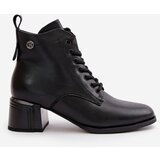 VINCEZA Lace Up Women's Heeled Boots Made Of Natural Leather Insulated Black 91110 | shoptok.hr