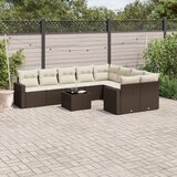  10-dijelni set vrtnih sofa od poliratana s jastucima smeđi | shoptok.hr