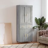 vidaXL Visoka komoda siva sonoma 69,5x34x180 cm inženirski les | Shoptok.si