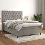  Box spring postelja z vzmetnico svetlo siva 140x200 cm žamet, (20790671) Cene