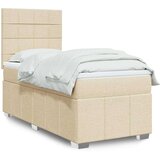 vidaXL Box spring postelja z vzmetnico krem 90x190 cm blago, (21306491) | Shoptok.si
