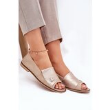 Zazoo Leather Elegant Ballet Flats With Open Toes Beige 1865 Cene