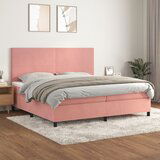 The Living Store Box spring postelja z vzmetnico roza 200x200 cm žamet - Box Spring Postelja, (21492792) | Shoptok.si