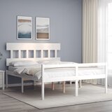 The Living Store Postelja za starejše z vzglavjem iz trdnega lesa bela - Postelja Za Starejše, (21484973) | Shoptok.si