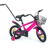 THUNDER Otroško kolo 14" sivo – jeklen okvir, pomožna LED kolesa, vodilna palica, košara, 3–6 let, (5000229145) | Shoptok.si