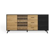 Marckeric Crna/natur niska komoda u dekoru hrasta 181x81 cm Africa - | shoptok.hr