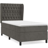 Box spring krevet s madracem tamnosivi 90x200 cm baršunasti | shoptok.hr