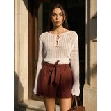 Sinsay Pamučne šortse visokog struka s izvezenim detaljima | shoptok.hr