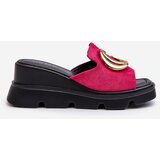 VINCEZA Women's sandals in eco suede on a wedge and platform with golden decoration fuchsia Iaria | Shoptok.si